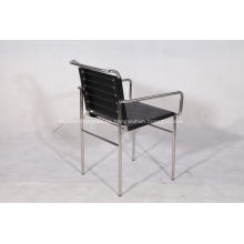 Silla de comedor Eillen gris en cuero negro